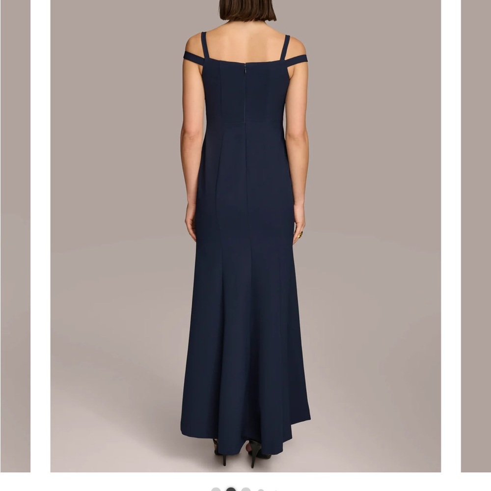 NWT Donna Karan off the shoulder navy gown - Picture 2 of 8
